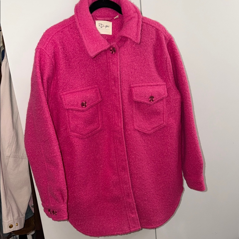 RD Style Vibrant Pink Textured Jacket